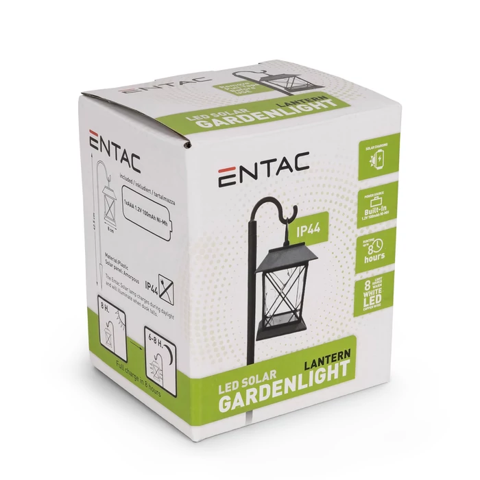 Entac napelemes kerti szolár lámpa leszúrható fekete 425mm 8 LED IP44 EGSL-P8LM-42.5