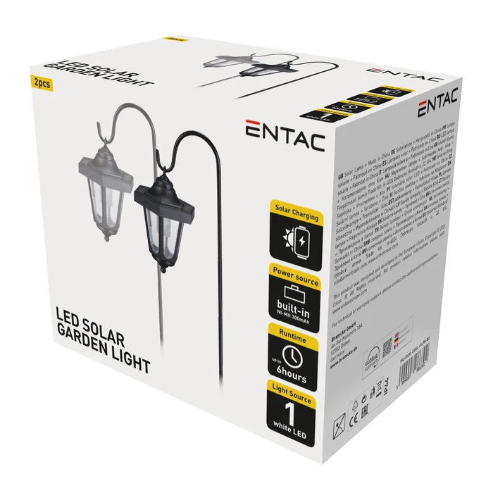 Entac napelemes kerti szolár lámpa leszúrható fekete 750mm 1 LED IP44 EGSL-I1L75-B2