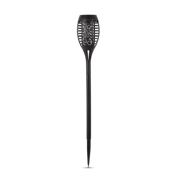 Entac napelemes kerti szolár lámpa leszúrható fekete fáklya láng effekttel 480mm 12 LED IP44 EGSL-P12LF-48