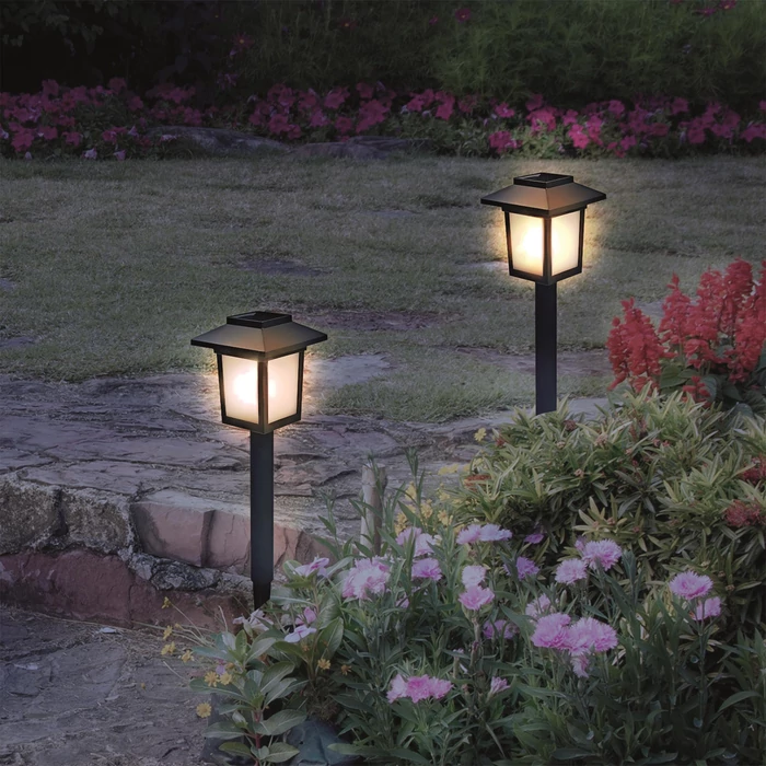 Entac napelemes kerti szolár lámpa leszúrható fekete láng effekttel 325mm 10 LED IP44 EGSL-P10LF-32.5
