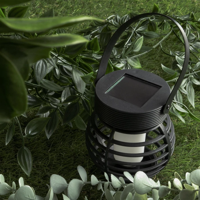 Entac napelemes kerti szolár lámpa leszúrható fekete láng effekttel átmérő 10cm 12 LED IP44 EGSL-P12LF-2IN1