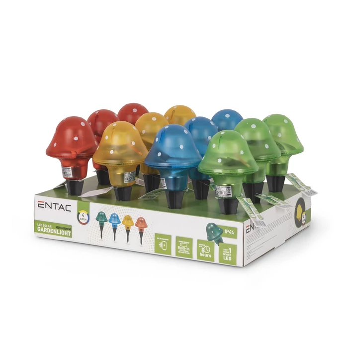 Entac napelemes kerti szolár lámpa leszúrható gomba 235mm 1 LED IP44 EGSS-4MUSH-23.5