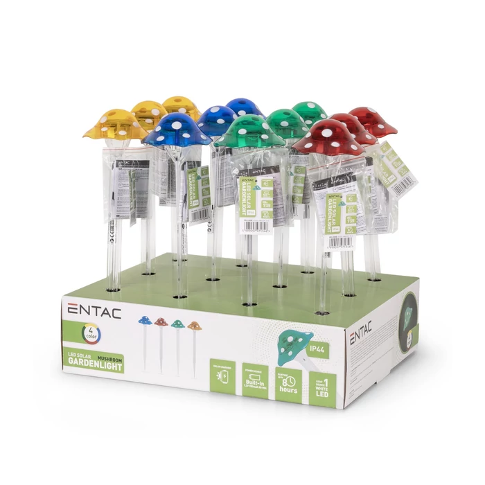 Entac napelemes kerti szolár lámpa leszúrható gomba 335mm 1 LED IP44 EGSS-4MUSH-33.5