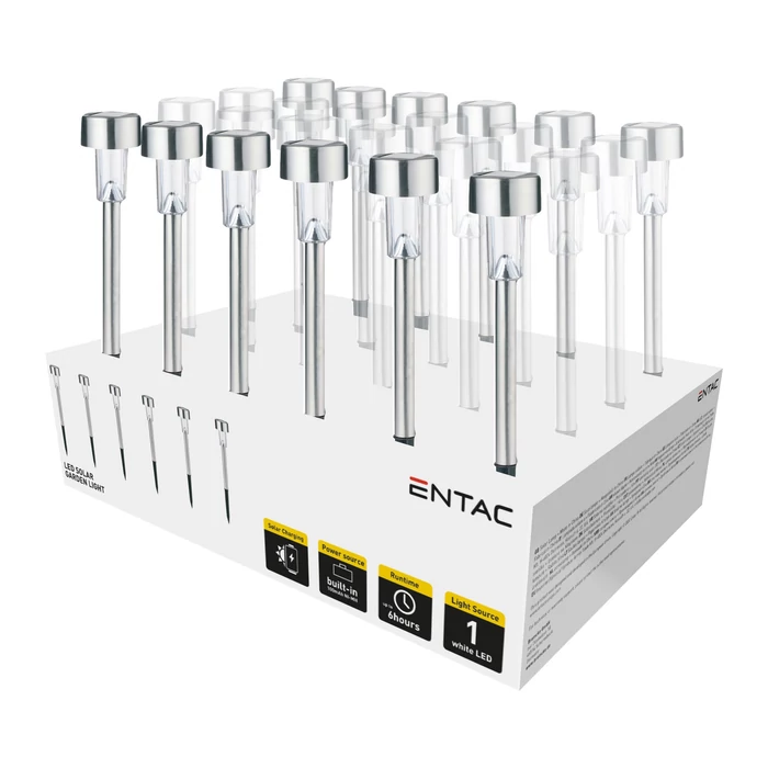 Entac napelemes kerti szolár lámpa leszúrható króm 360mm 1 LED IP44 EGSL-SS1LC36-PDQ