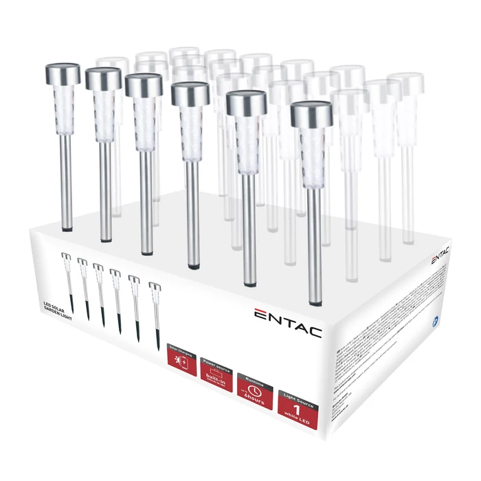 Entac napelemes kerti szolár lámpa leszúrható króm 360mm 1 LED IP44 EGSL-SS1LT40-PDQ