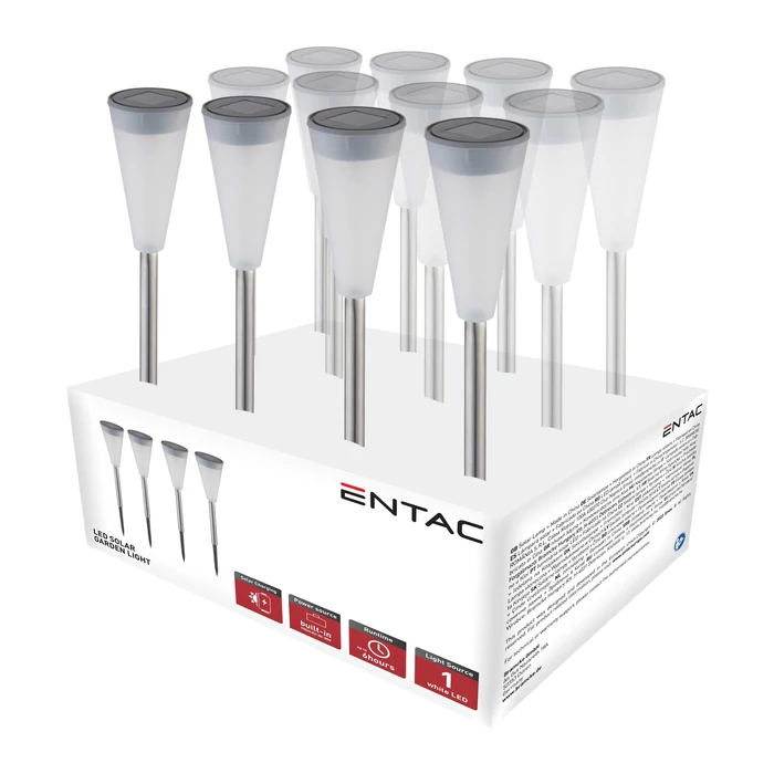 Entac napelemes kerti szolár lámpa leszúrható króm 380mm 1 LED IP44 EGSL-SS1LT38-PDQ