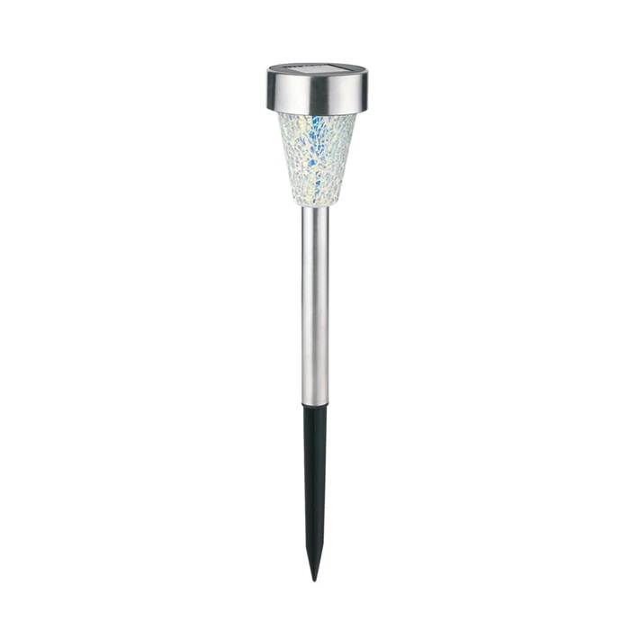 Entac napelemes kerti szolár lámpa leszúrható króm mozaik üveg 400mm RGB LED IP44 EGSL-SS1LC40RGB-PDQ