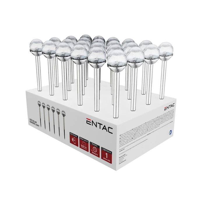 Entac napelemes kerti szolár lámpa leszúrható króm üveg fej 340mm 1 LED IP44 EGSL-SS1LC34-PDQ