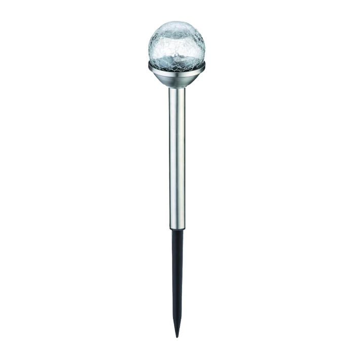 Entac napelemes kerti szolár lámpa leszúrható króm üveg fej 340mm RGB LED IP44 EGSL-SS1LC34RGB-PDQ