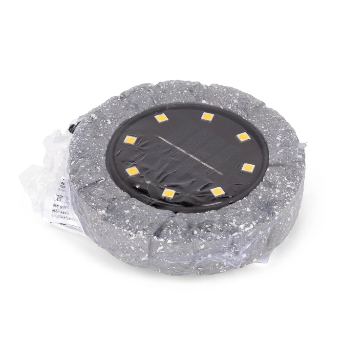 Entac napelemes kerti szolár lámpa leszúrható sötétszürke kőhatású 8 LED IP44 EGSL-P8LGR-S