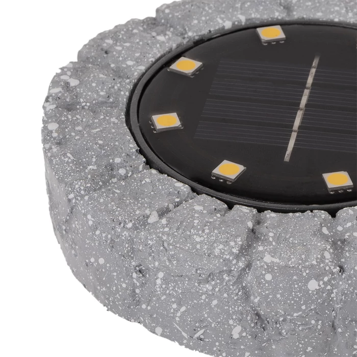 Entac napelemes kerti szolár lámpa leszúrható sötétszürke kőhatású 8 LED IP44 EGSL-P8LGR-S