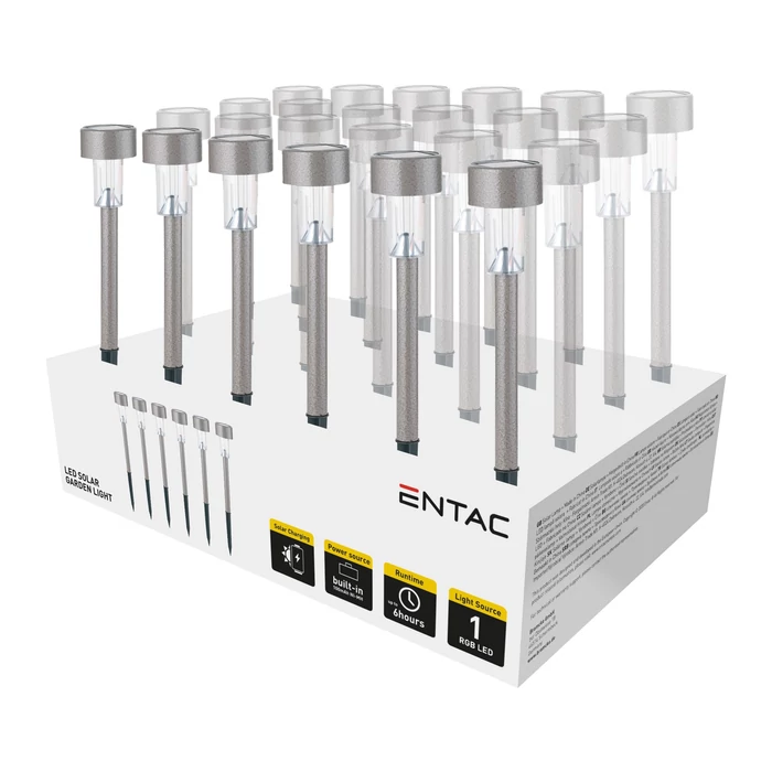 Entac napelemes kerti szolár lámpa leszúrható szürke 360mm 1 LED IP44 EGSL-SS1LC36-G-PDQ