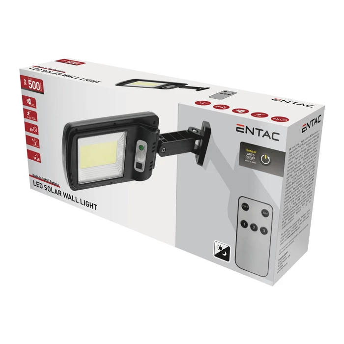 Entac napelemes LED fali lámpa 5W mozgásérzékelős IP65 ESLP-COB-NR