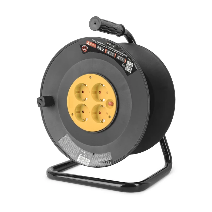 Entac üres kábeldob kábel nélkül 50m 4 dugalj IP20 ESCRG4-50-EXCL