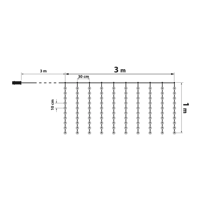 Family LED fényfüggöny 100 db meleg fehér 3x1 m 230V távirányítós 58906A