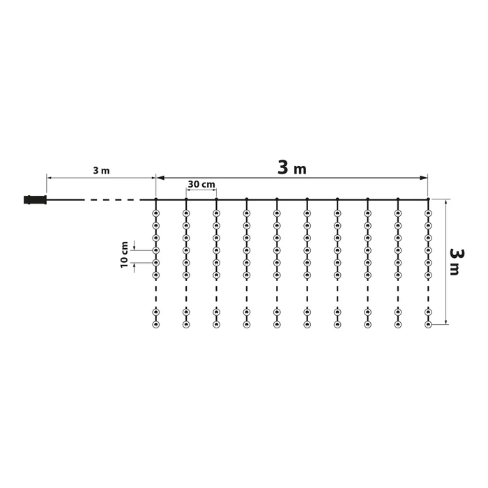 Family LED fényfüggöny 300 db meleg fehér 3x3 m 230V távirányítós 58907A