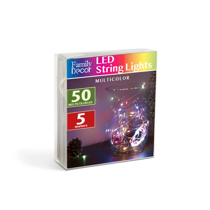Family LED fényfüzér 5 m 50 LED multicolor 3xAA 58041B