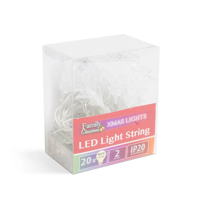 Family LED fényfüzér színes fenyőfa 20 LED 2,3 m 3xAA 58223B