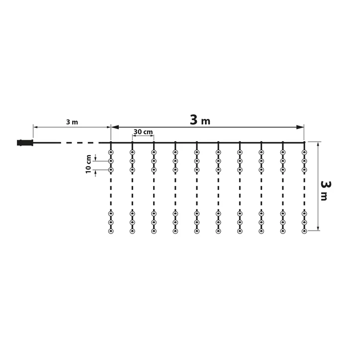 Family microLED fényfüggöny 300 db hideg fehér 3x3 m 230V távirányítós 58905B