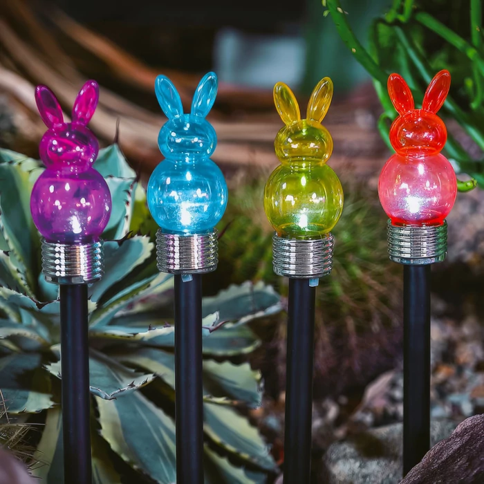 Garden of Eden húsvéti dekoráció leszúrható szolár lámpa nyuszi 1 fehér LED 5,5x38,5 cm 11374H