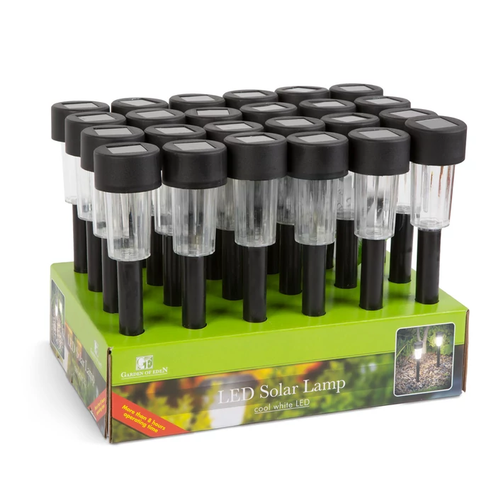 Garden of Eden kültéri LED-es leszúrható fekete szolár lámpa hidegfehér 40mAh 30xD4,5cm 11701A