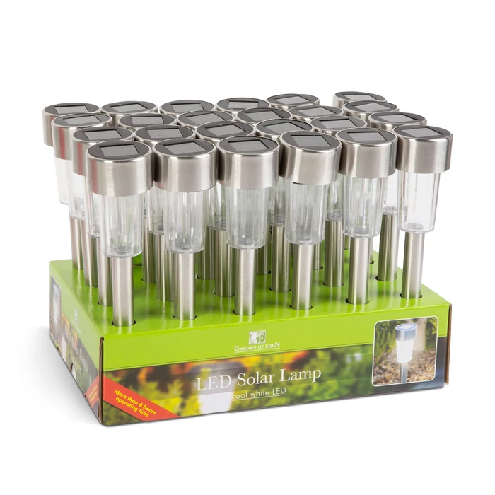 Garden of Eden kültéri LED-es leszúrható fém szolár lámpa hidegfehér 40mAh 30x4,5cm 11702A