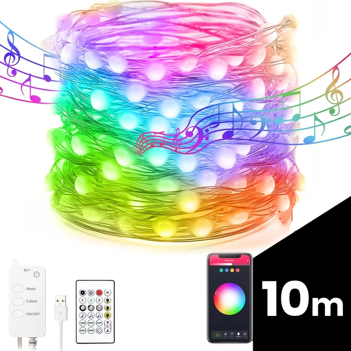 Garden of Eden smart fényfüzér USB 66 RGB LED 10 m bluetooth 58382B