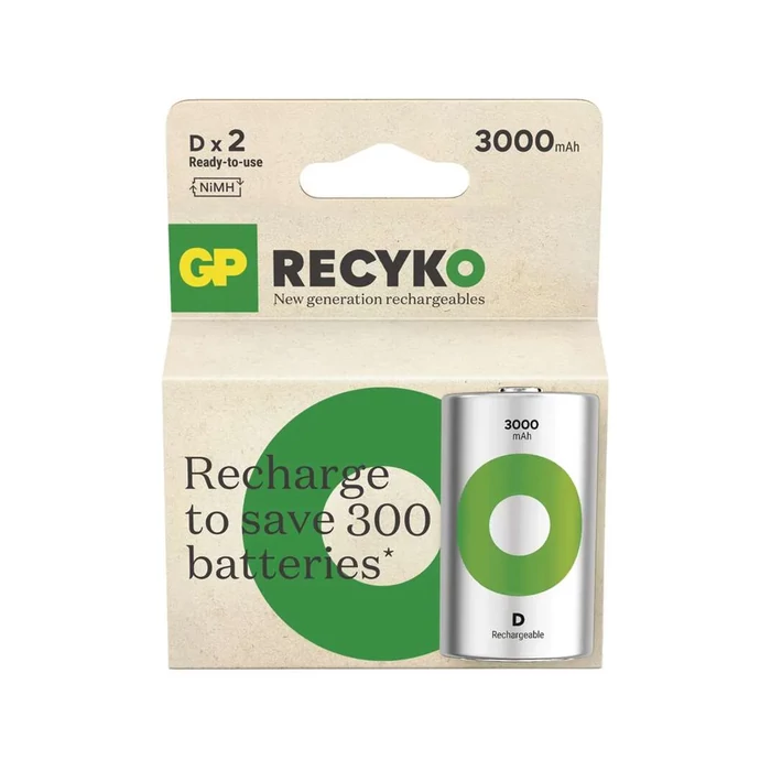 GP ReCyko NiMH tölthető akkumulátor HR20 (D) 3000mAh 2db/csomag B2543