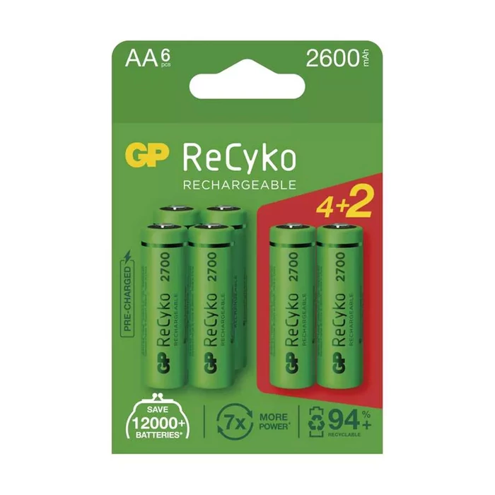 GP ReCyko NiMH tölthető akkumulátor HR6 AA ceruza 2700mAh B2127V