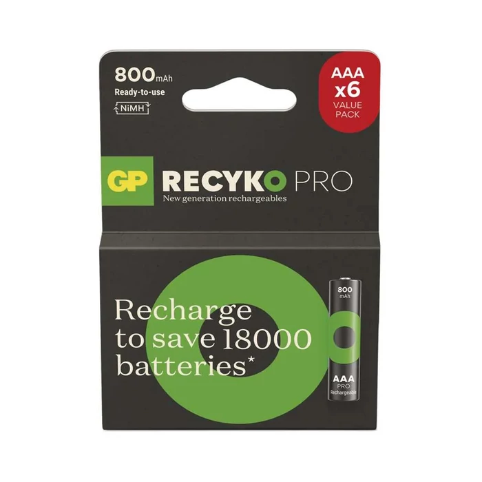 GP ReCyko Pro NiMH tölthető akkumulátor HR03 AAA mikro ceruza 800mAh B2618V