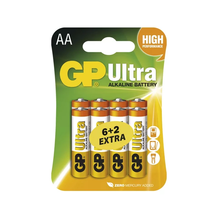 GP ULTRA tartós alkáli elem LR6 (AA) 8db /bliszter B19218