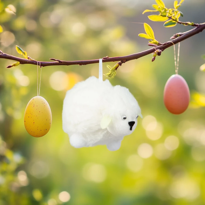 Húsvéti dekoráció bárány 10,5x8 cm fehér CMK-7855