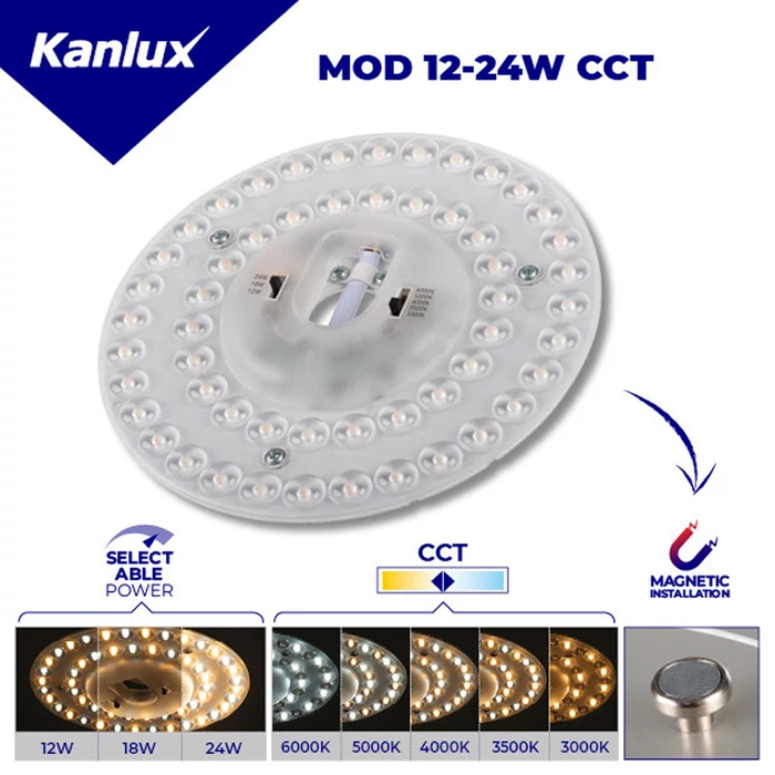 Kanlux beépíthető LED modul mágneses 12W-18W-24W CCT 2880lm MOD 12-24W 29304