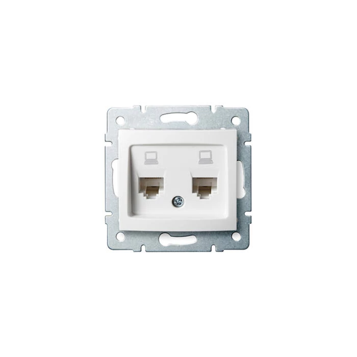 Kanlux DOMO 2xRJ45 Cat 6 UTP csatlakozóaljzat keret nélkül fehér 24756
