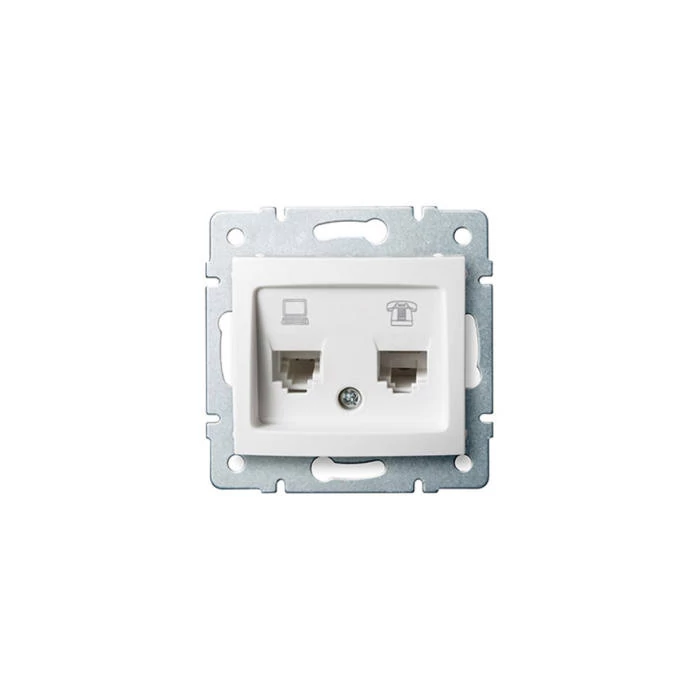 Kanlux DOMO UTP RJ45 Cat 5e+RJ11 telefon csatlakozóaljzat keret nélkül fehér 247