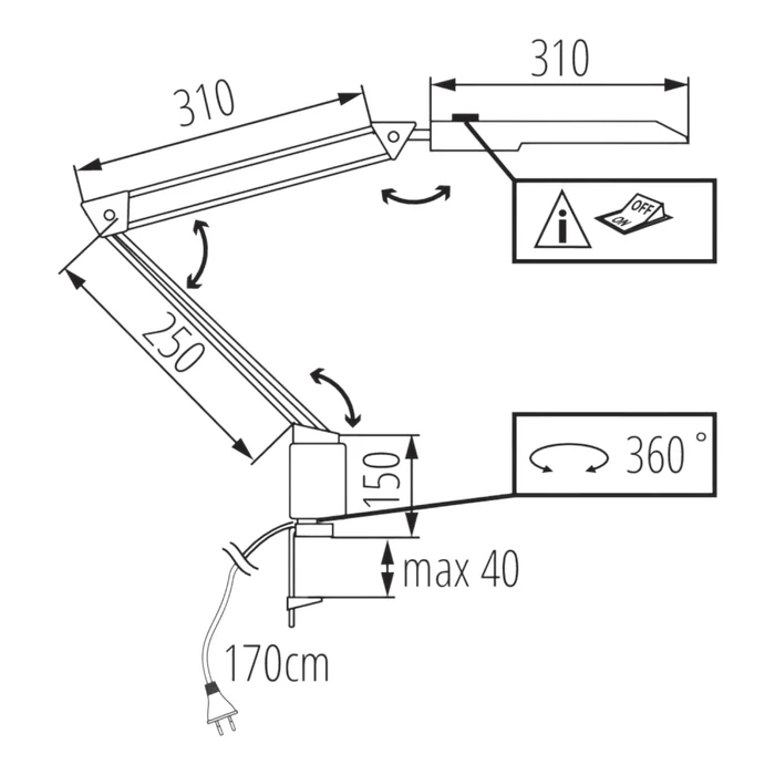 Kanlux Heron satus II LED 4,8W 430Lm természetes fehér asztali lámpa fekete 27602
