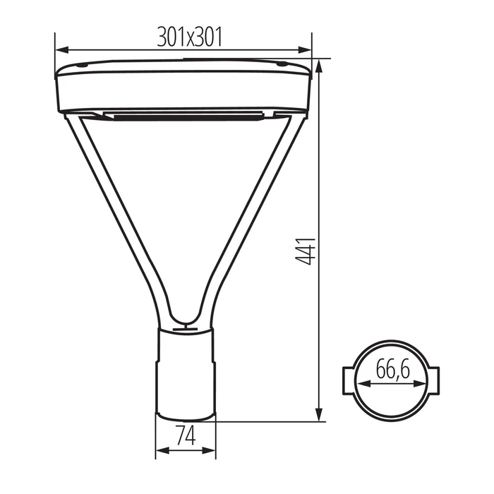 Kanlux oszlopra szerelhető LED utcai lámpa 30W-40W-50W CCT IP66 PARCOLI 36435