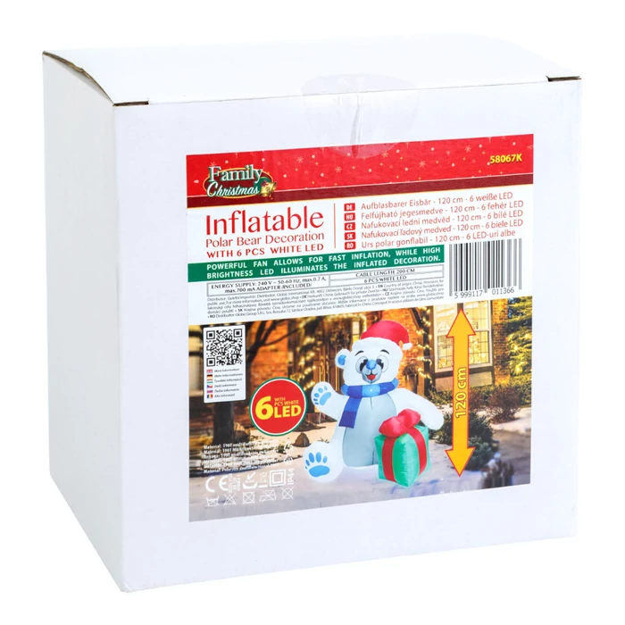 Karácsonyi felfújható LED-es jegesmedve IP44 120 cm 58067K
