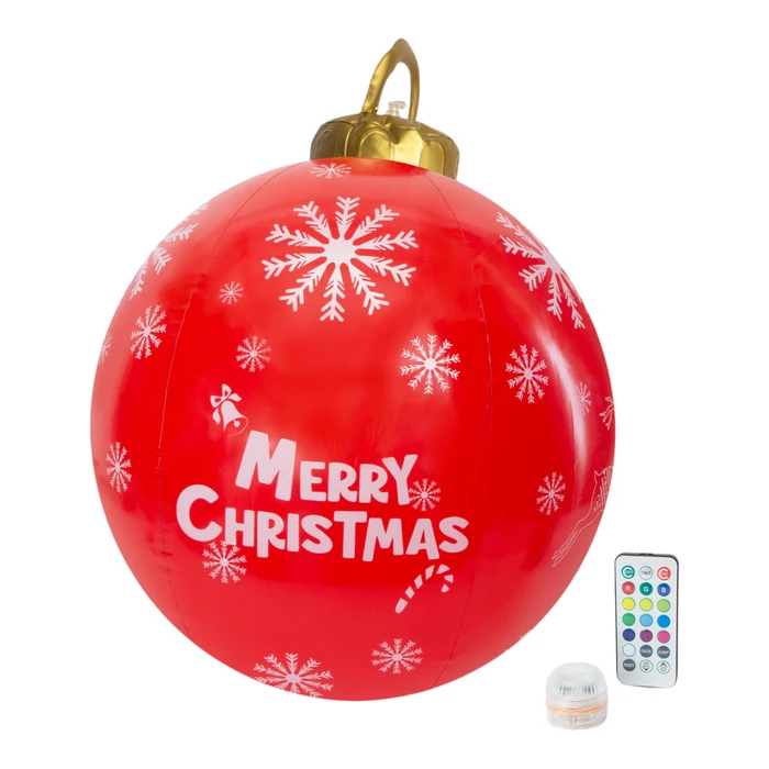 Karácsonyi felfújható RGB LED-es óriás karácsonyi gömb piros 60 cm 58740E