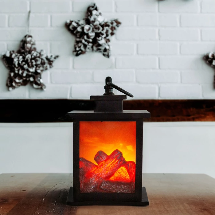 Karácsonyi LED dekor kandalló elemes 12x12x18,5 cm 58044