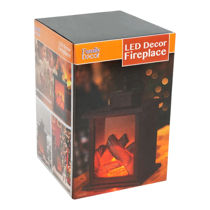 Karácsonyi LED dekor kandalló elemes 12x12x18,5 cm 58044