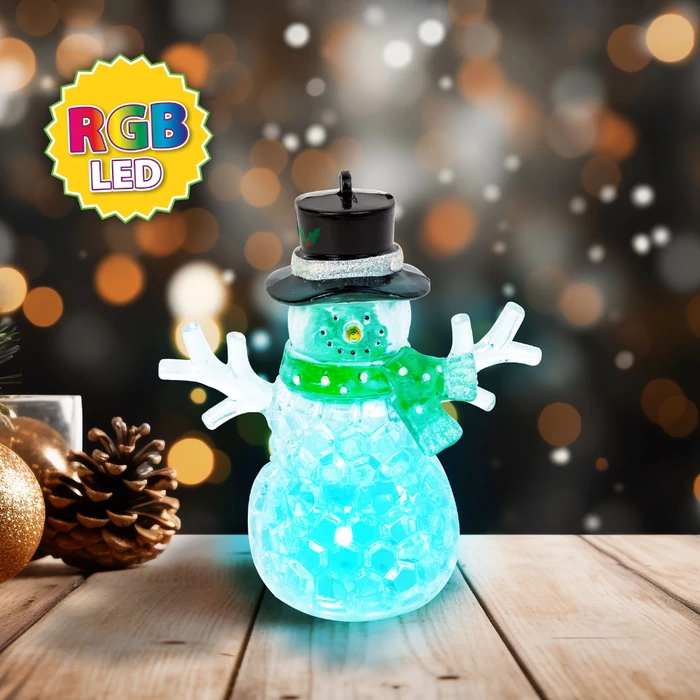 Karácsonyi LED-es hóember zöld RGB 9x8x5 cm 58978B