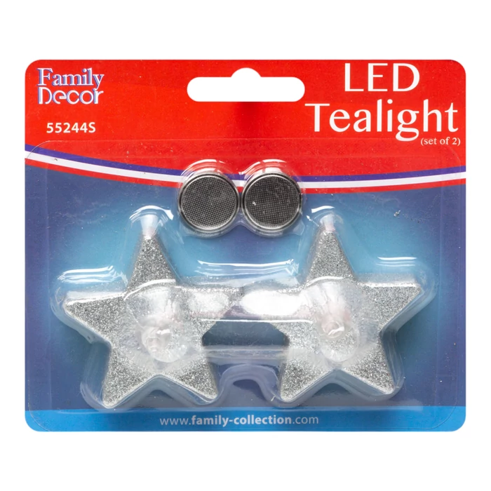 Karácsonyi LED-es teamécses ezüst 2db/csomag 55244S