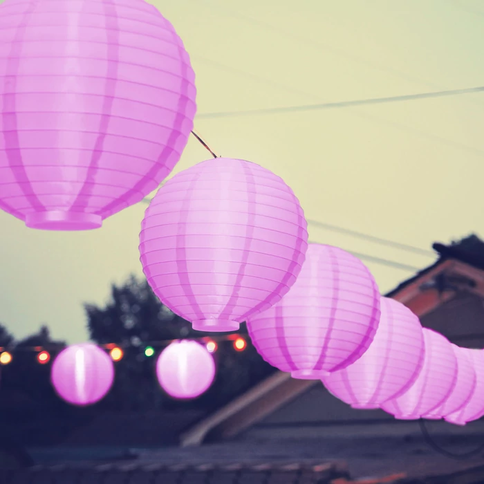 Kültéri LED-es magenta lampion D20cm 2xAAA 11399MG