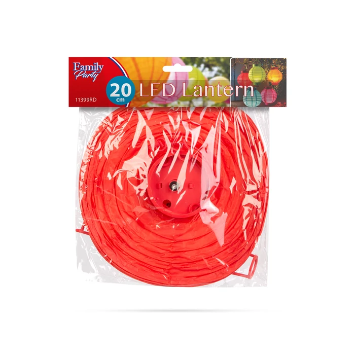 Kültéri LED-es piros lampion D20cm 2xAAA 11399RD
