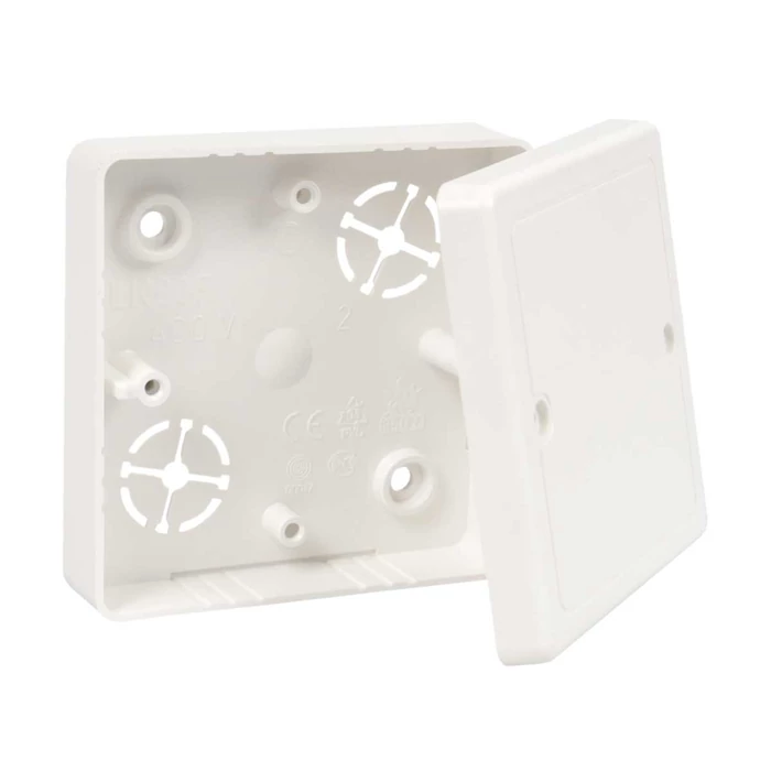 Kopos Kolin kötődoboz fedéllel kábelcsatornához 81x81x16mm fehér LK 80R/2_HB