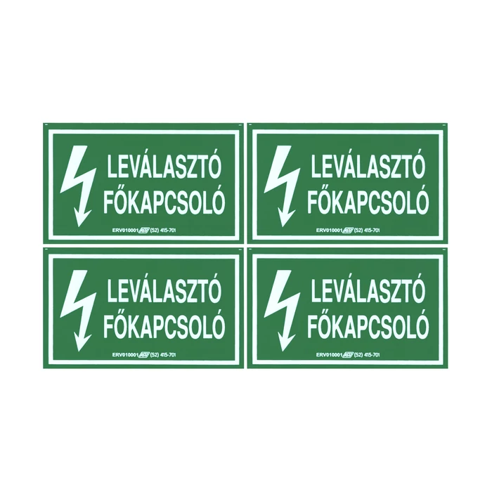 Matrica 100x60 mm leválasztó főkapcsoló jelzéssel ERVT10/01V217