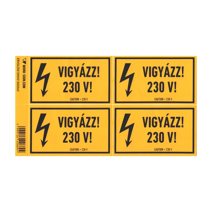 Matrica 100x60 mm Vigyázz! 230V! jelzéssel ERVT62/01V217