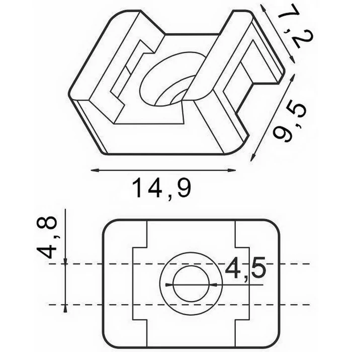 Nedes kábelkötözőhöz nyereg max 4,8mm fehér 100db/cs