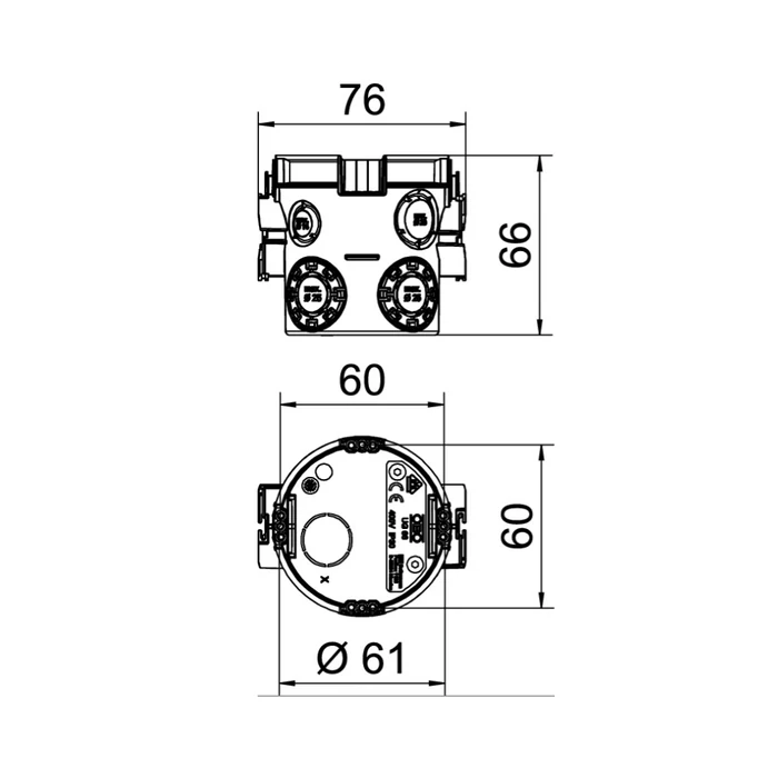 OBO sorolható műanyag szerelvénydoboz, kötődoboz mély 60mm UG 66 2003702